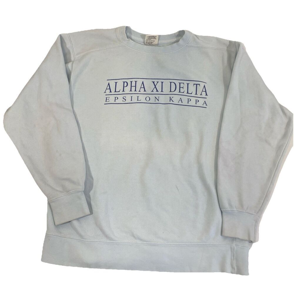 Womens Alpha Xi Delta Epsilon Kappa Crew Sweatshirt Blue Small Comfort Colors